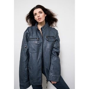 DIXON men's large vegan leather motorcycle jacket